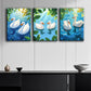 3pcs Swimming White Duck Metal Print Ready to Hang Art