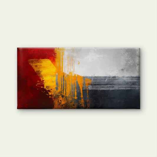 Abstract Red Yellow Gold Textured Wall Art Canvas Office Home Framed 80x45cm