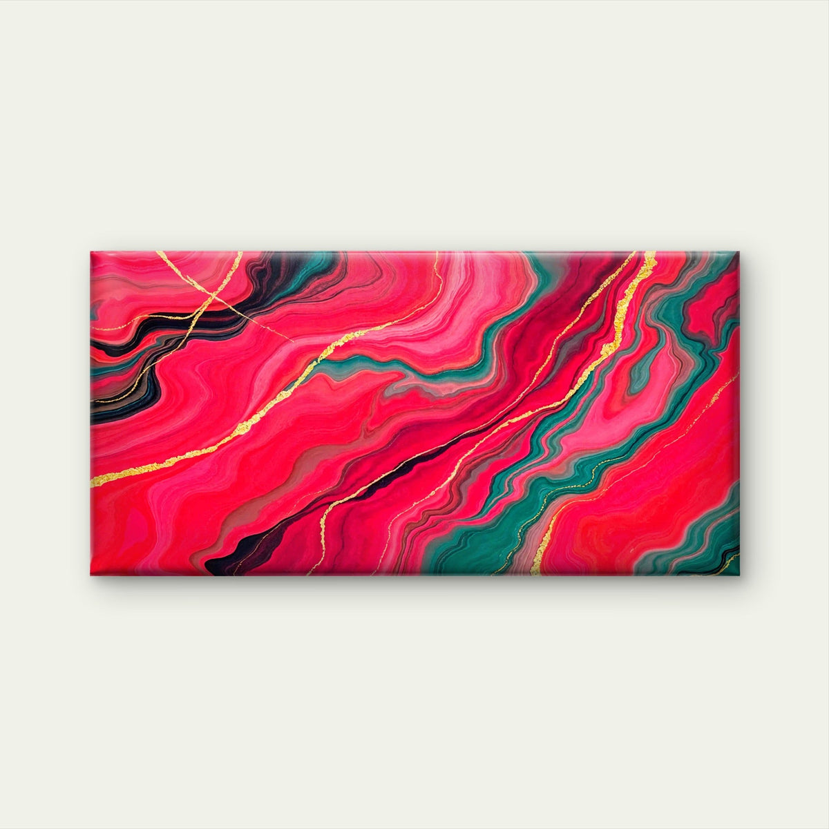 Crimson Tide Agate Abstract Wall Art Canvas Office Home Room Framed 120x60cm