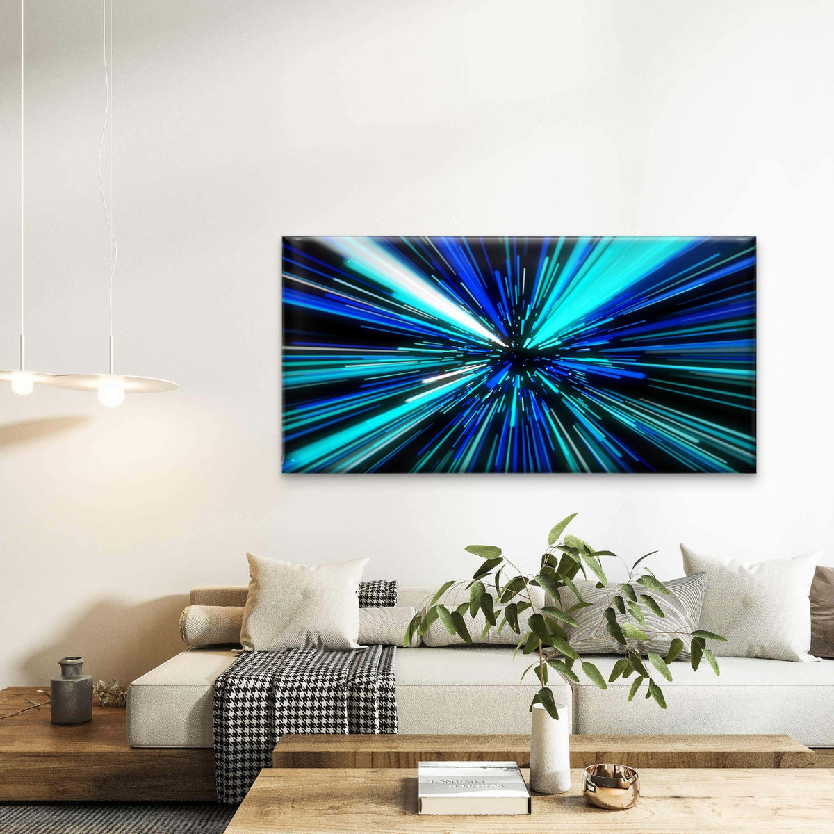 Abstract With Straight Lines Wall Art Canvas Office Home Room Framed 80x45cm