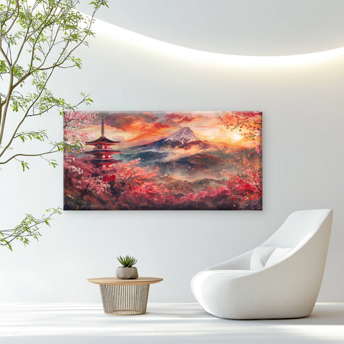Sunset Bloom Pagoda Peak Wall Art Canvas Office Home Room Framed 120x60cm
