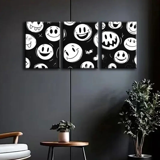 3pcs Joyful Face Metal Print Ready to Hang Art