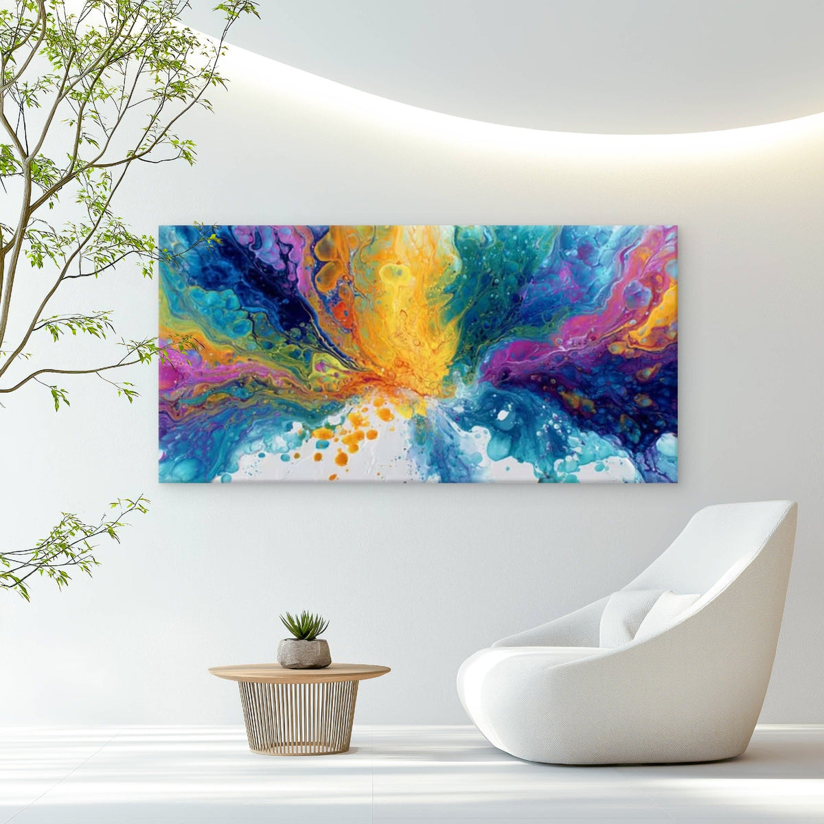 Vibrant Colors Explode Outward Wall Art Canvas Office Home Room Framed 120x60cm
