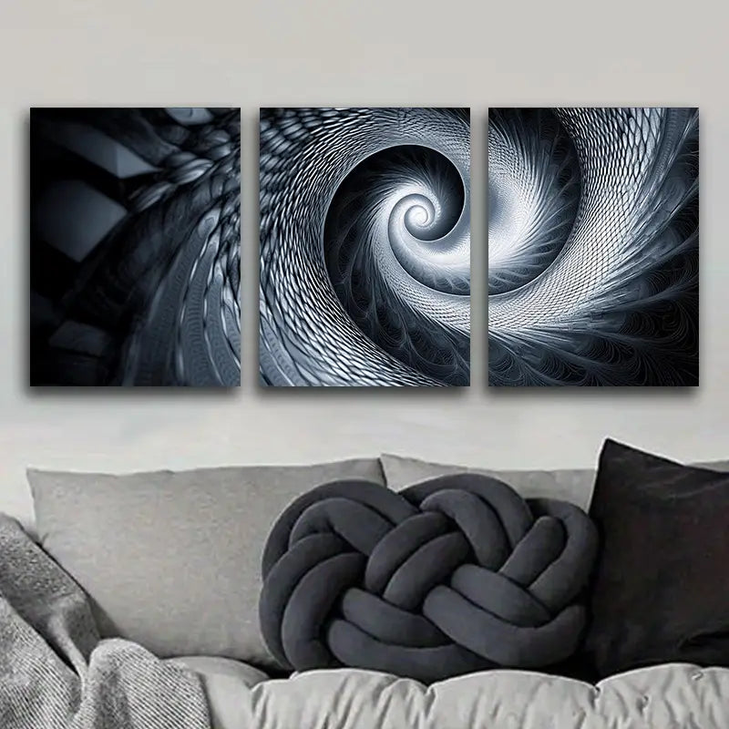 3pcs Optical Illusion Black and White Design Metal Print Ready to Hang Art