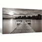 Modern Dock Scene Lake Trees Sun Wall Art canvas office home room framed 120x60cm