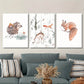 3pcs Watercolor Forest Animals Hedgehog, Squirrel & Deer Metal Print Ready to Hang Art