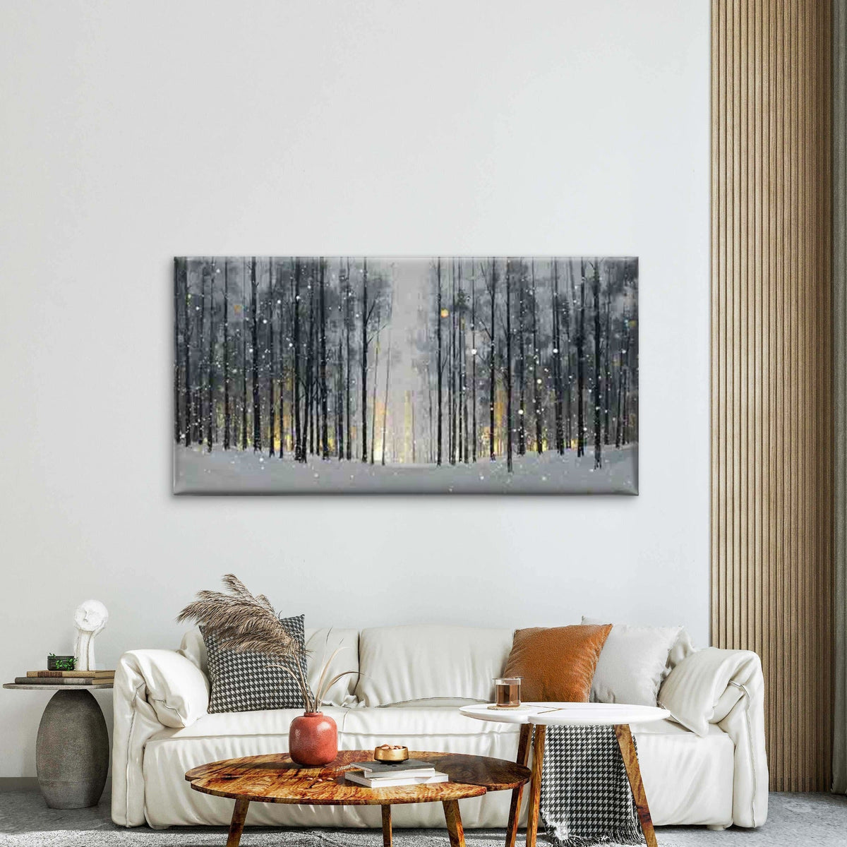 Winter'S Tale in a Snowy Forest Wall Art Canvas Office Home Room Framed 80x45cm