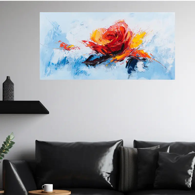 Abstract Expressionist Flower Painting Wall Art wall canvas office home room framed 120x60cm