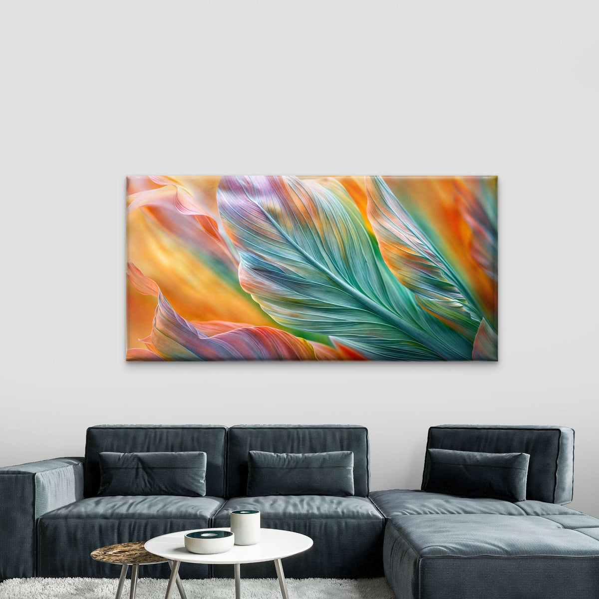 Vibrant Tropical Leaves Wall Art Canvas Office Home Room Framed 120x60cm