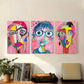 3pcs Colorful Geometric Faces with Bold Features and Expressions Metal Print Ready to Hang Art