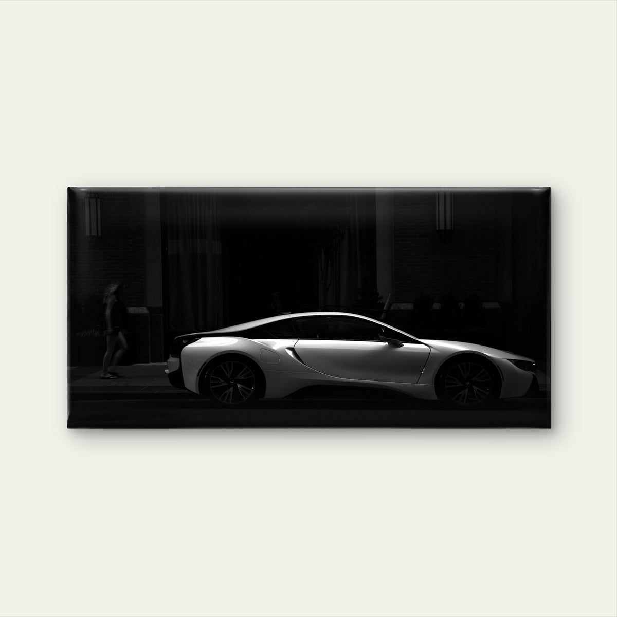 White Supercar BMW i8 Sport Wall Art Canvas Office Home Room Framed 80x45cm