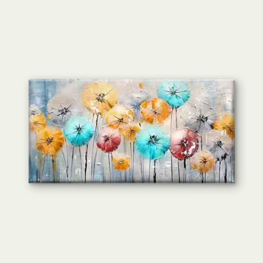 Colorful Floral Abstract Wall Art Canvas Office Home Room Framed 80x45cm