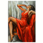 Red Drees with Dancing Girl Print 100% Australian Made 40x60cm Stretched Canvas Ready to Hang