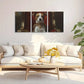 3pcs Dog King Sitting on a Throne Animals Oil Painting Metal Print Ready to Hang Art