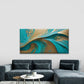 Blue and Golden Abstract Wall Art Canvas Office Home Room Framed 120x60cm