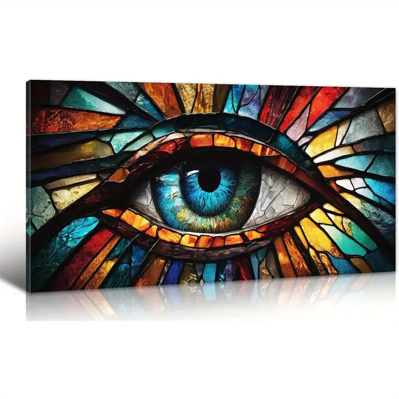 Colorful Abstract Evil Eye Design Wall Art canvas office home room framed 120x60cm