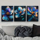 3pcs Colorful Metallic Flowers Metal Print Ready to Hang Art