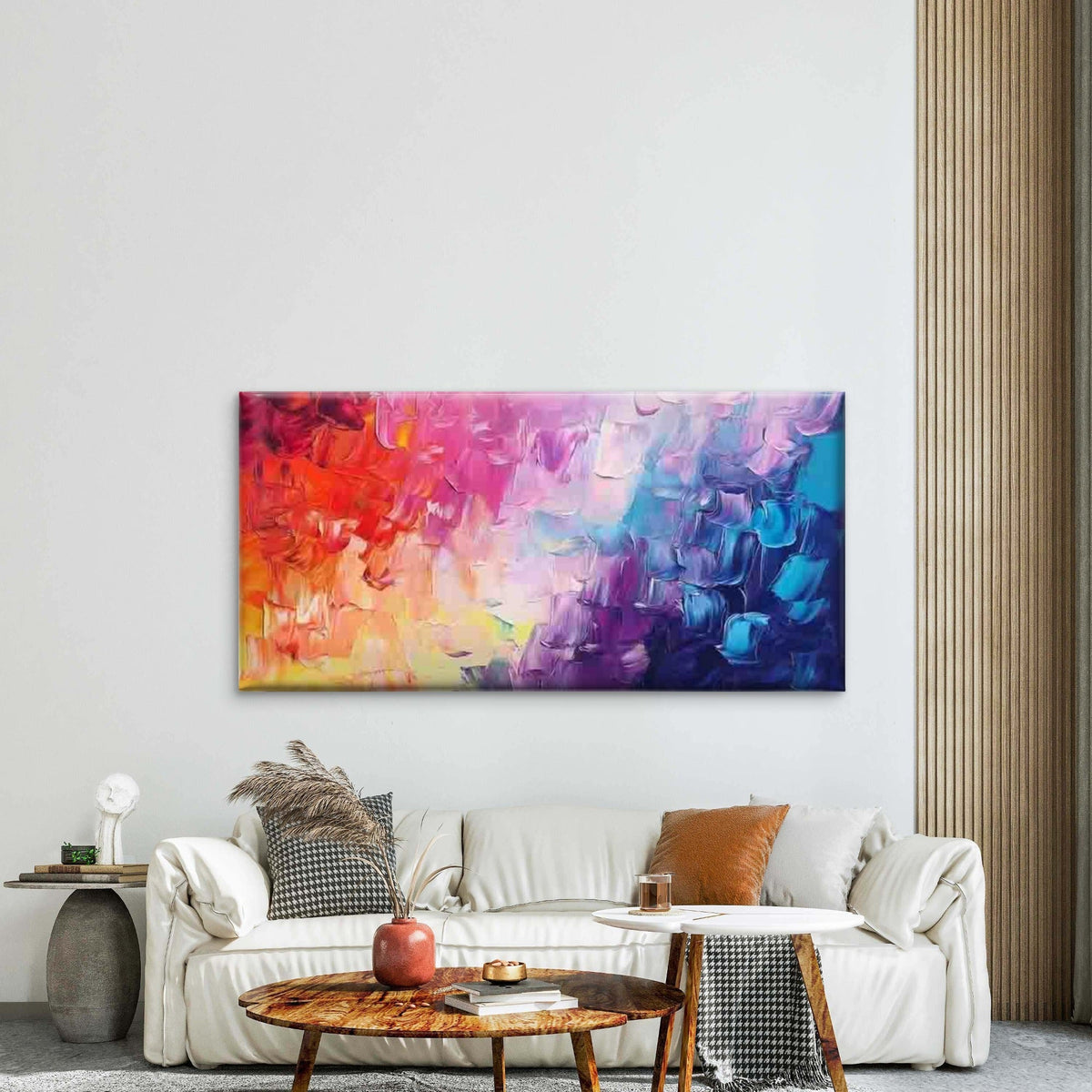 Colorful Abstract Brushstroke Wall Art Canvas Office Home Room Framed 120x60cm