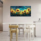 Sunflower Starry Sky Night Green Leaves Wall Art canvas office home room framed 120x60cm