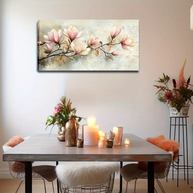 Elegant Beautiful Pink White Wall Art Canvas Office Home Room Framed 120x60cm