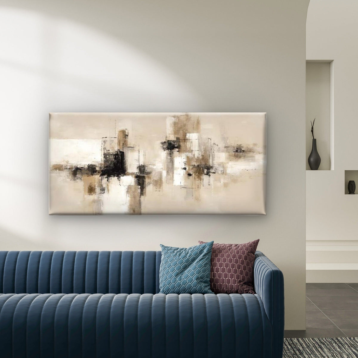 Modern Abstract Geometric Wall Art Canvas Office Home Room Framed 120x60cm