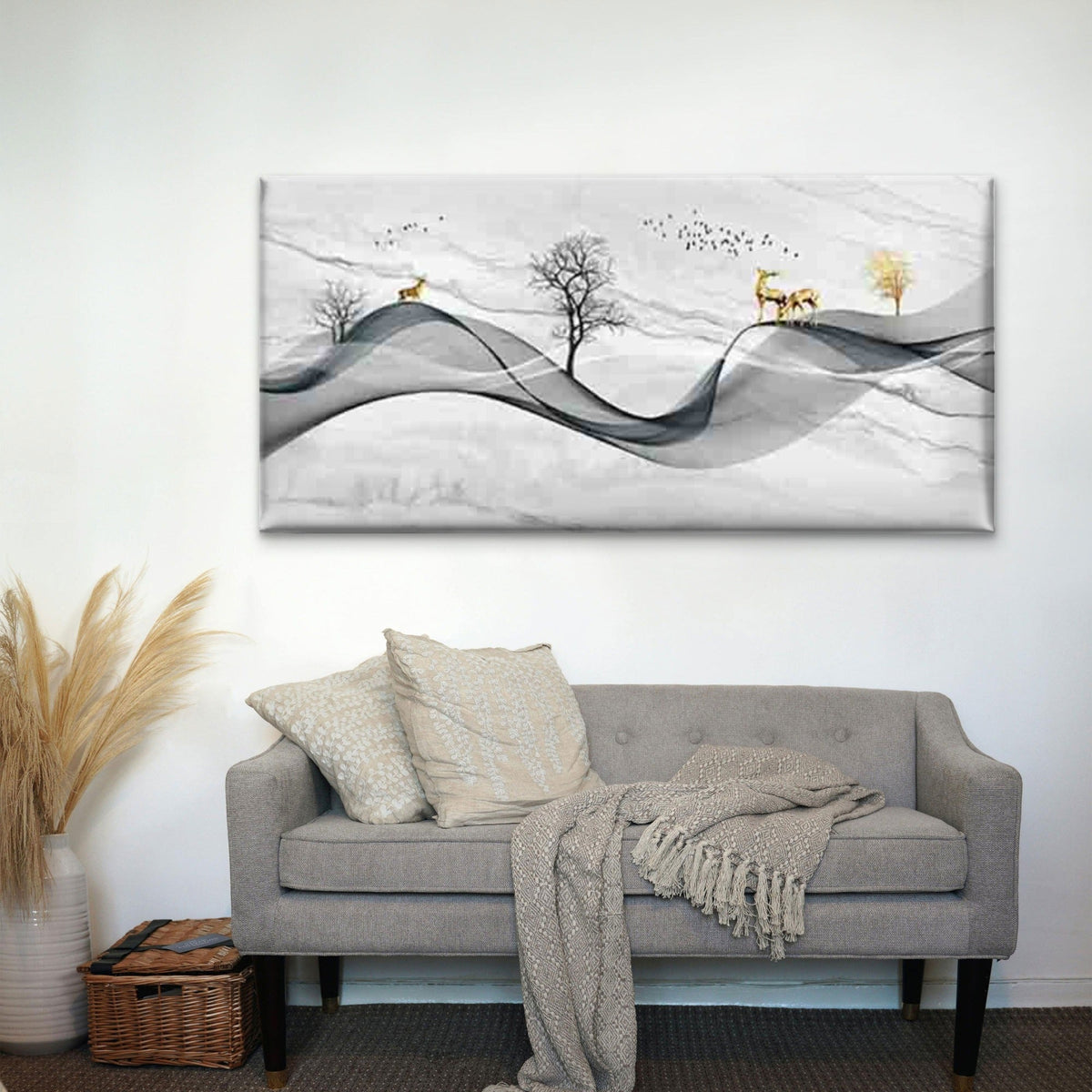 Elegant Geometric Design Wall Art Canvas Office Home Room Framed 120x60cm