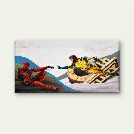 Humorous Comic Fresco Parody Wall Art Canvas Office Home Room Framed 80x45cm