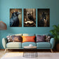 3pcs Elegant Black Bird Portraits with Vintage Fashion Metal Print Ready to Hang Art