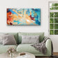 Teal Orange Blue Splash Pattern Wall Art Canvas Office Home Room Framed 80x45cm