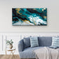 Emerald Gold Liquid Swirl Luxury Wall Art Canvas Office Home Framed 80x45cm
