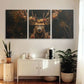 3pcs Majestic Stag and Floral Background Deer Oil Painting Metal Print Ready to Hang Art