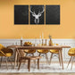 3pcs White Deer Antlers Silhouette on Herringbone Pattern Metal Print Ready to Hang Art