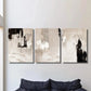 3pcs Modern Abstract Beige & Black Textured Paint Metal Print Ready to Hang Art