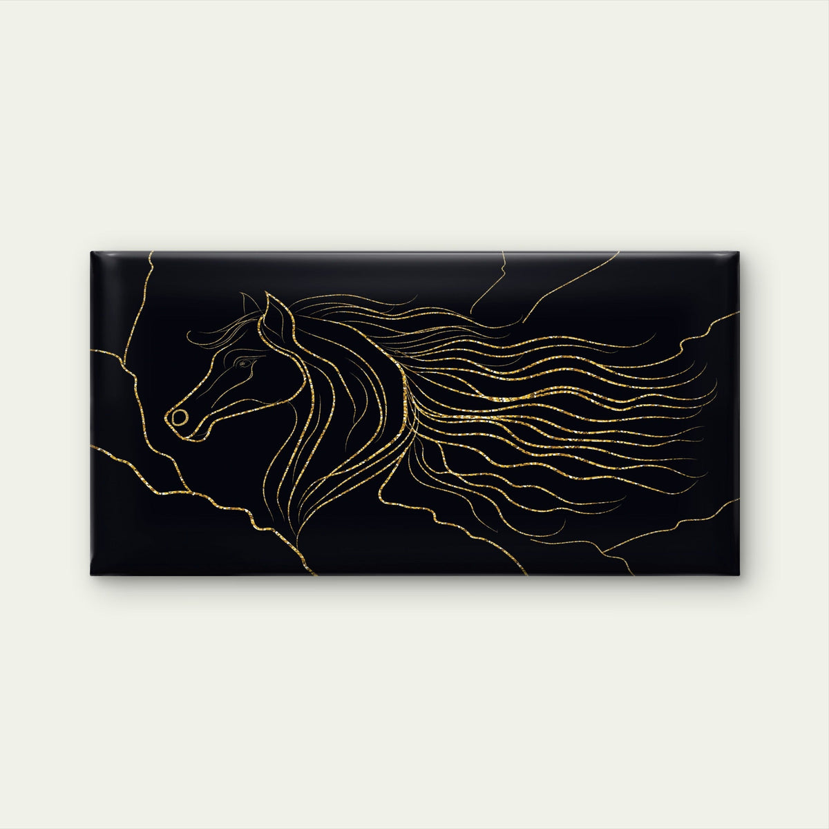 Elegant Luxury Gold Line Art Horse Wall Art Canvas Office Home Framed 120x60cm