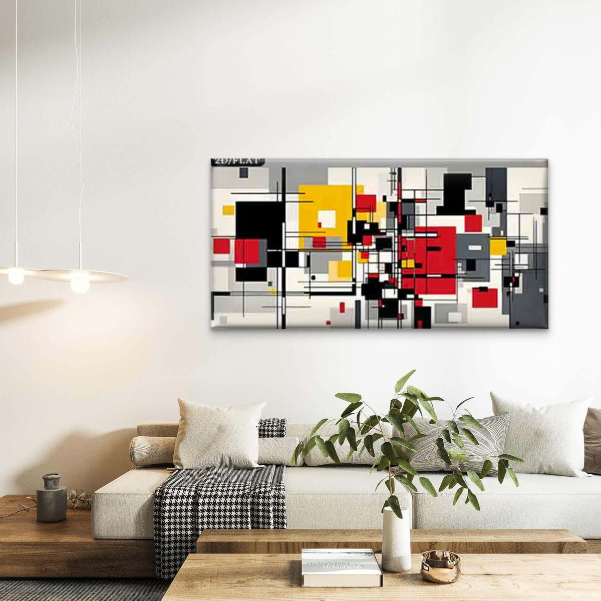Abstract Geometric Pattern Wall Art Canvas Office Home Room Framed 80x45cm
