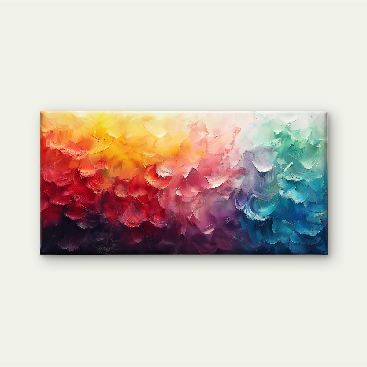 Colorful Rainbow Oil Stroke Wall Art Canvas Office Home Framed 80x45cm
