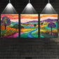 3pcs Colorful Fields River Elegant Design Metal Print Ready to Hang Art