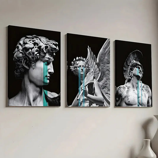 3pcs Modern Art Style David Statue Fashion Art, Wall Art Set Canvas Framed 40x60cm - High Quality Print 100% Australian Made Wall Canvas Ready to Hang