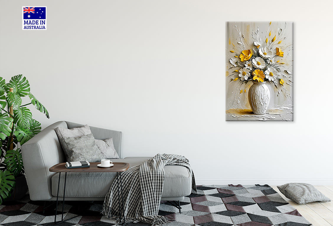 Beautiful Vase with Vibrant Flowers Print 100% Australian Made 40x60cm Stretched Canvas Ready to Hang