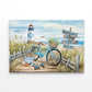 Bike & Blooms on Beach Path Light House Print 100% Australian Made 60x40cm Stretched Canvas Ready to Hang