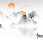 Chinese Ink Mountain Gold Deer Wall Art Canvas Office Home Room Framed 80x45cm