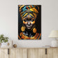 Confidence Of Black Fashioned Woman with Turban & Earrings Print 100% Australian Made 40x60cm Stretched Canvas Ready to Hang