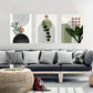3pcs Green Plant Line Geometric Shapes Metal Print Ready to Hang Art