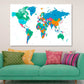 World Map Country Vector Print 100% Australian Made Stretched Canvas Ready to Hang - MP-108