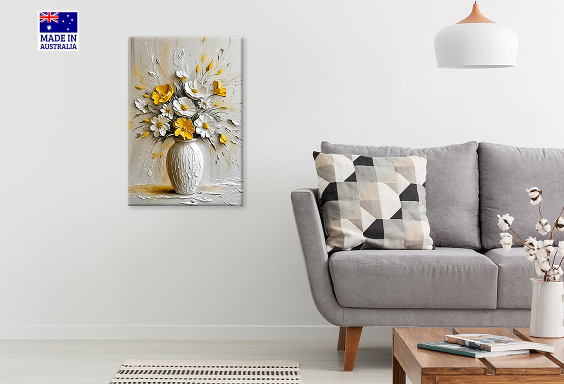 Beautiful Vase with Vibrant Flowers Print 100% Australian Made 40x60cm Stretched Canvas Ready to Hang