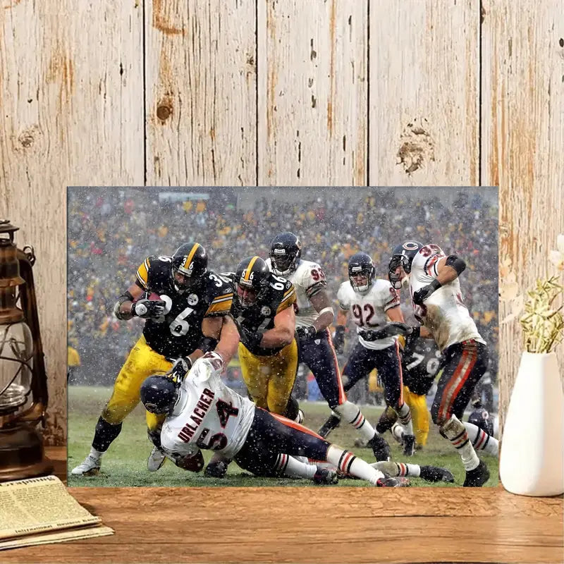 Jerome Bettis Vs Brian Urlacher Wall Art Print 100% Australian Made 60x40cm Stretched Canvas Ready to Hang