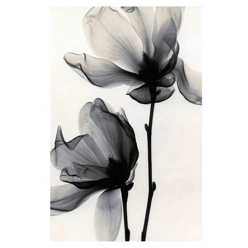 Abstract Modern Black & White Flower Print 100% Australian Made 40x60cm Stretched Canvas Ready to Hang