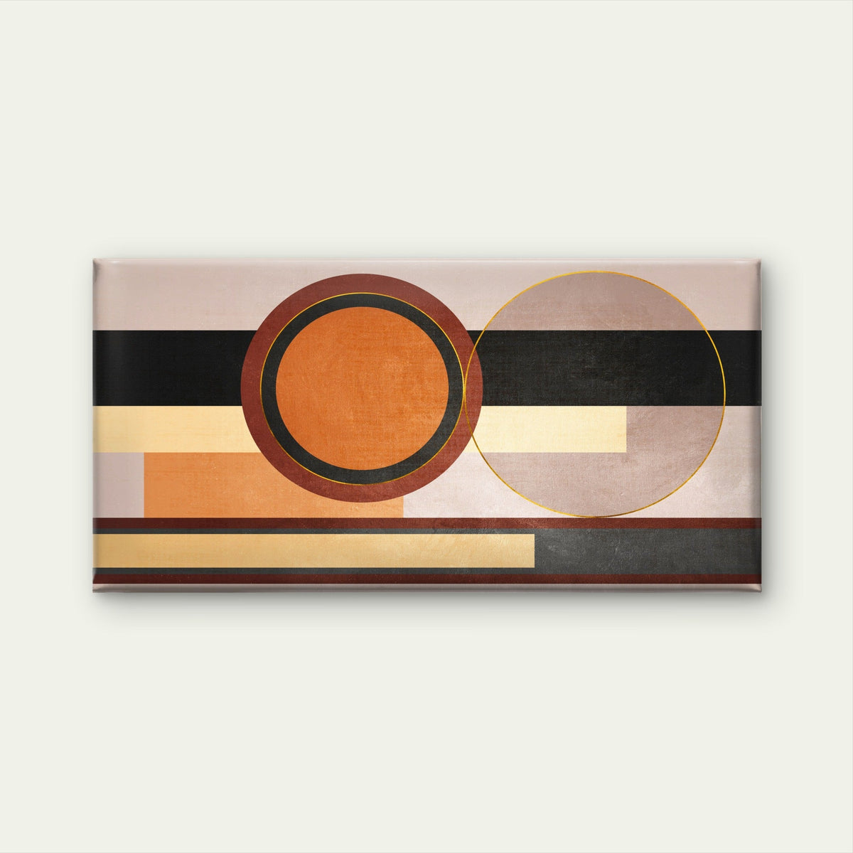 Modern Orange Grey Geometric Wall Art Canvas Office Home Room Framed 80x45cm