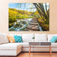 Wooden Pier & Waterfall in Forest Print 100% Australian Made Stretched Canvas Ready to Hang - NT-108