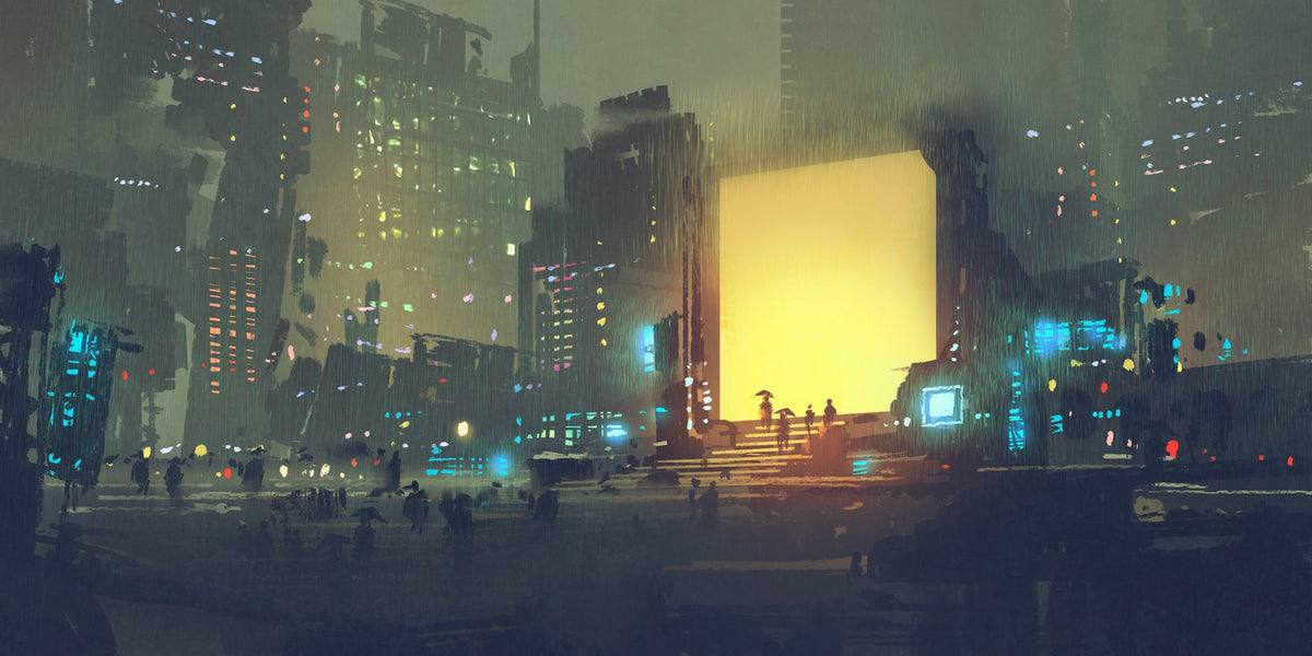 Sci-Fi Cyberpunk City Rain Wall Art Canvas Office Home Room Framed 120x60cm